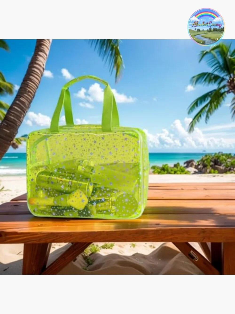 Large Cosmetic Bag with Handle, Durable PVC, Zipper, Travel Pouch
